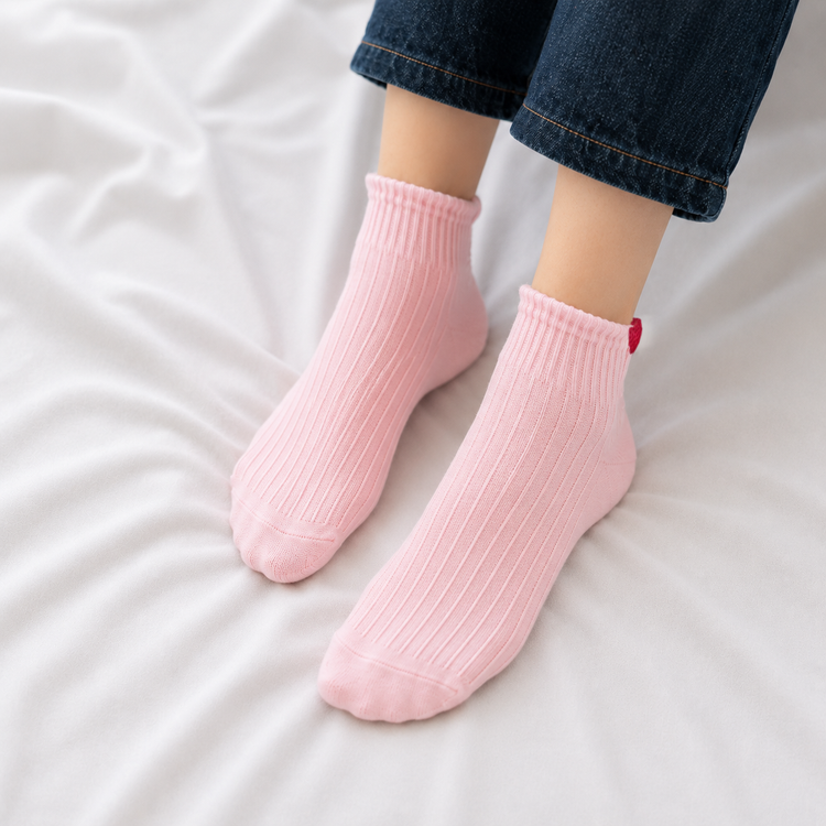 استایل جوراب نیم ساق توری زنانه صورتی ساده